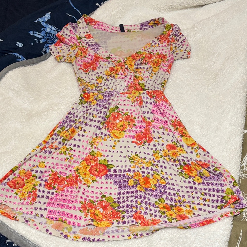 Free People Pink and Purple Floral Dress